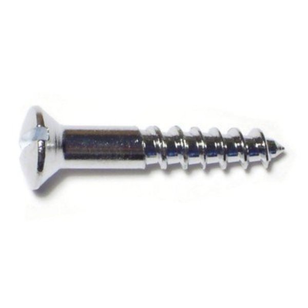 Midwest Fastener Wood Screw, #8, 3/4 in, Chrome Brass Oval Head Slotted Drive, 45 PK 61713